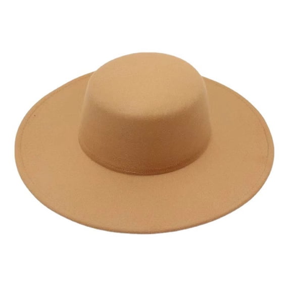 Toudaret  Retro Ladies Hat Big Wide Brim Fedora Hat Pure Color Derby Wedding Jazz Hat Prom Party Commuting Flat Top Felt Hat