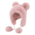 thumbnail image 1 of Toudaret Winter Hat with Scarf Bear Ear Decor Thick Faux Mink Hair Full Protection  Pure Color Headwear Outdoor Activities Cap, 1 of 8