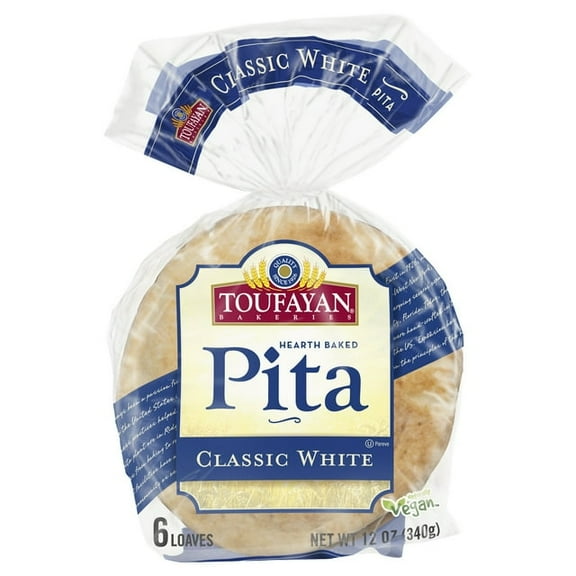 Toufayan Bakeries Classic White Pita Bread 6 Loaves (Pack of 4)