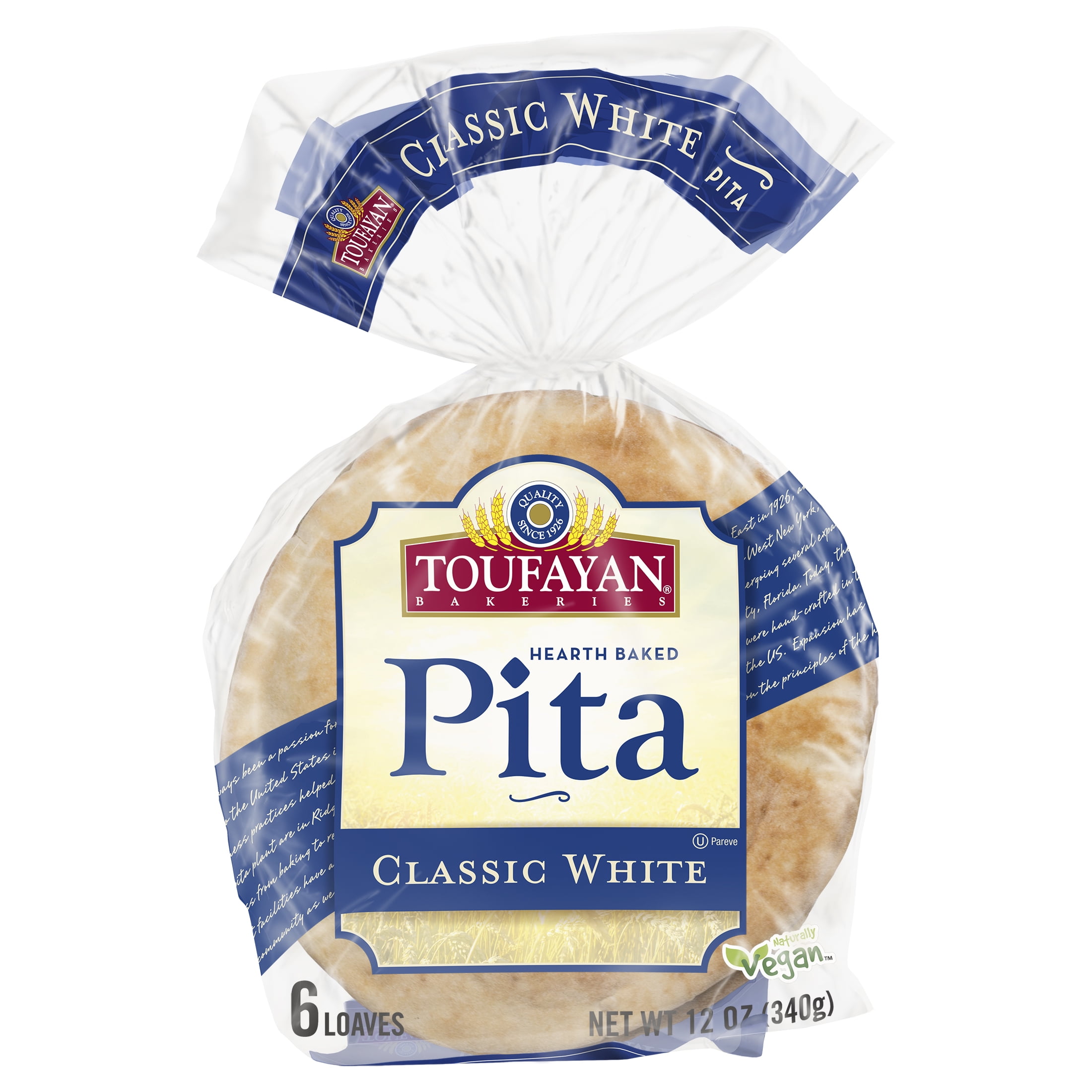 Toufayan Bakeries Classic White Pita Bread, 6 Loaves