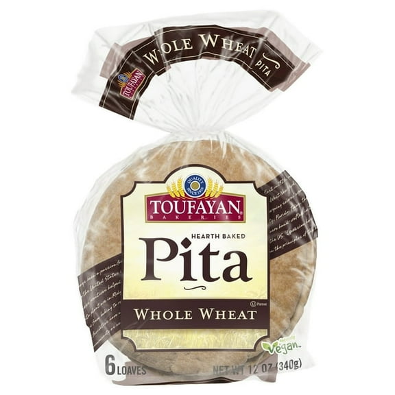 Toufayan Bakeries Whole Wheat Pita Bread 6 Loaves (Pack of 2)
