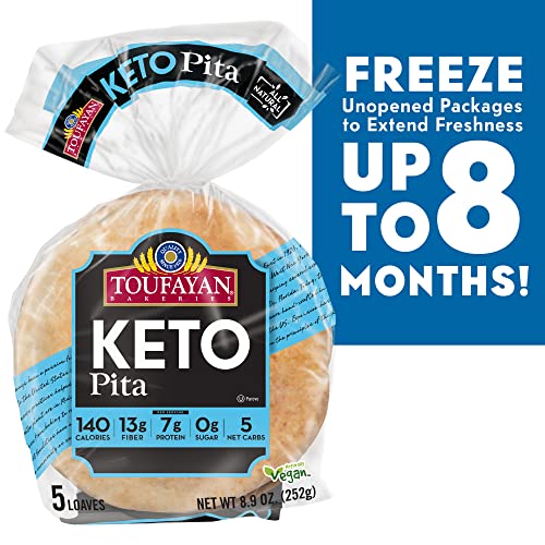 Toufayan KETO Pita Bread High Fiber and Protein Low Carb No Sugar (3 Pack, 15 Pitas Total