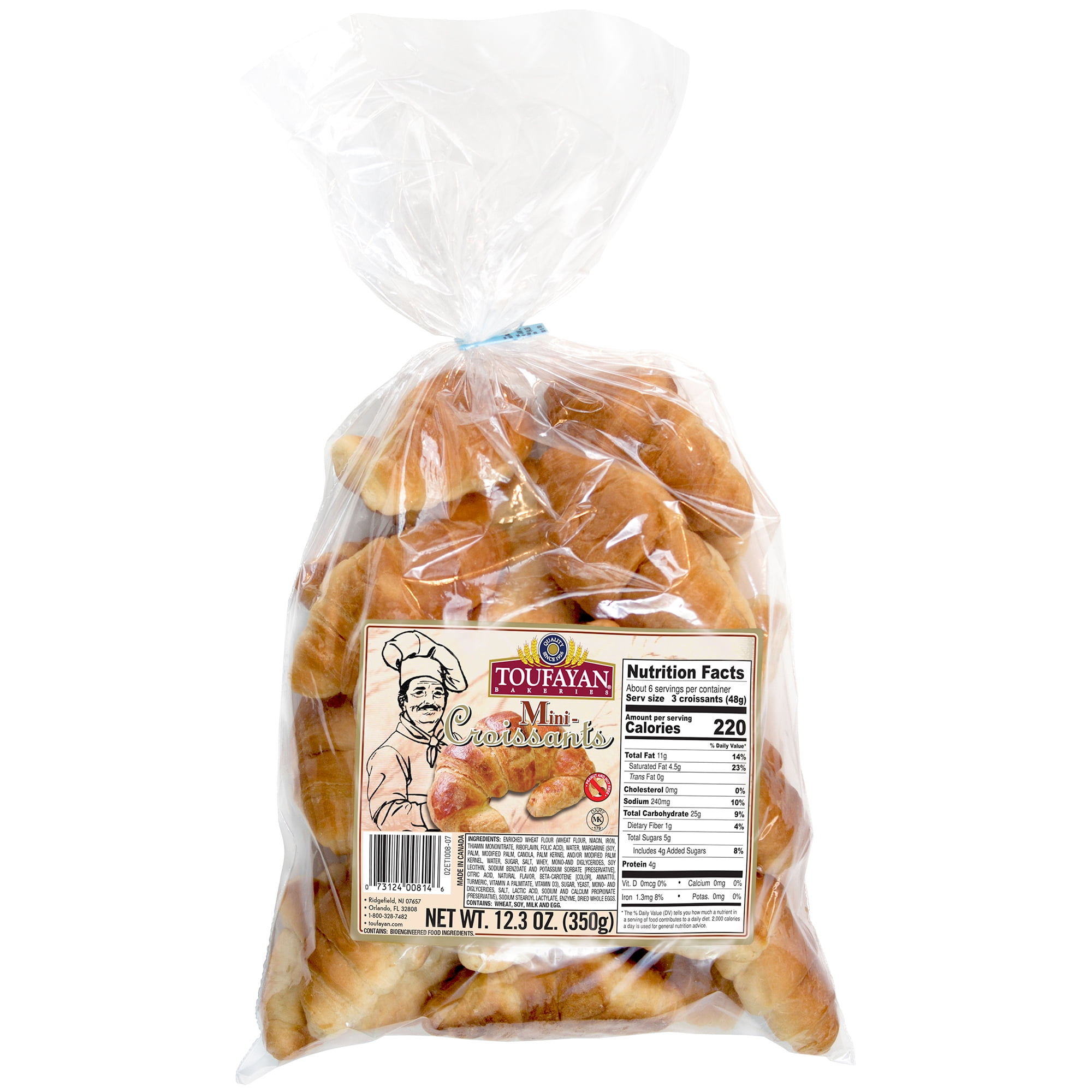 Toufayan Mini Whole Croissants, Plain, 12.3 oz Bag