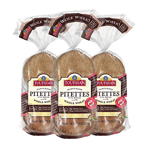 Toufayan No Salt Whole Wheat Pitettes Pita Bread Vegan Kosher (3