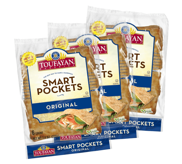 Toufayan Original Smart Pockets Pita Bread | Naturally Vegan (3 Pack)