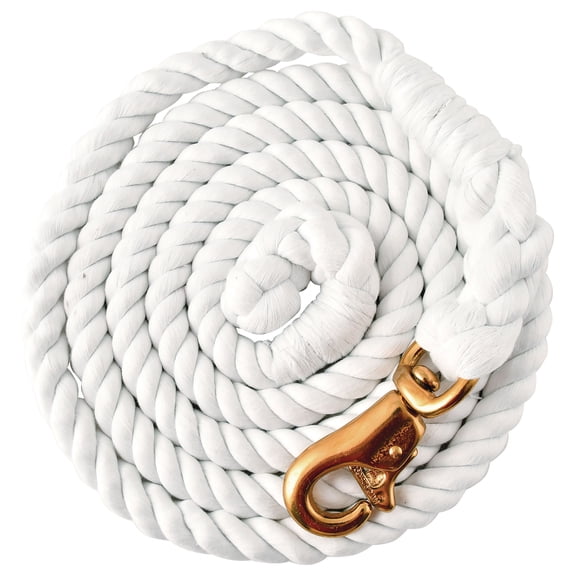 Tough 1 Braided Cotton Lead with Trigger Bull Snap, White, 8 1/2'