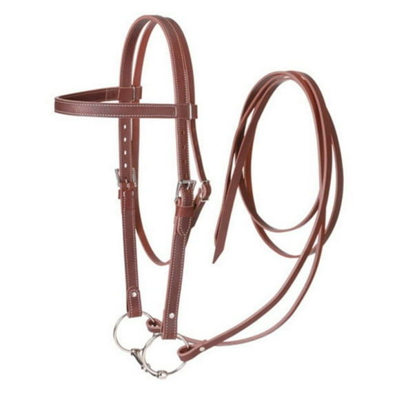 Tough-1 Bridle Complete Draft Western Snaffle Bit Leather 42-9745