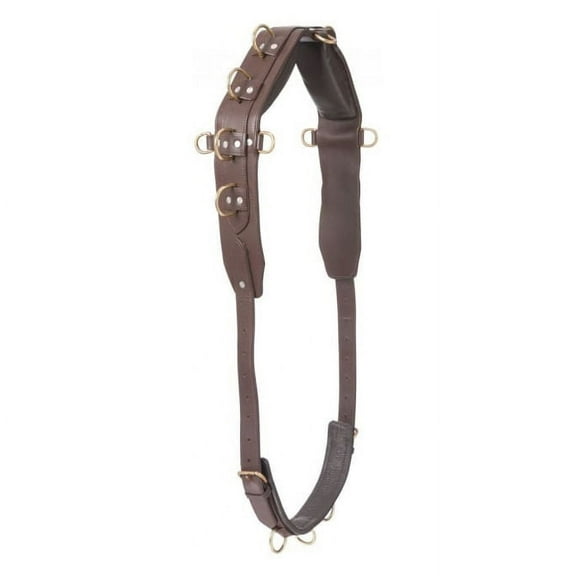 Tough-1 Girth Pro Heavy Leather Surcingle Adjustable Horse Brown 52-58