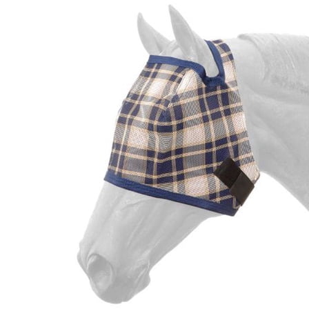 Tough-1 Navy Blue Western Tack Plaid Mesh Horse Fly Mask