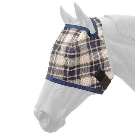 Tough-1 Navy Blue Western Tack Plaid Mesh Horse Fly Mask