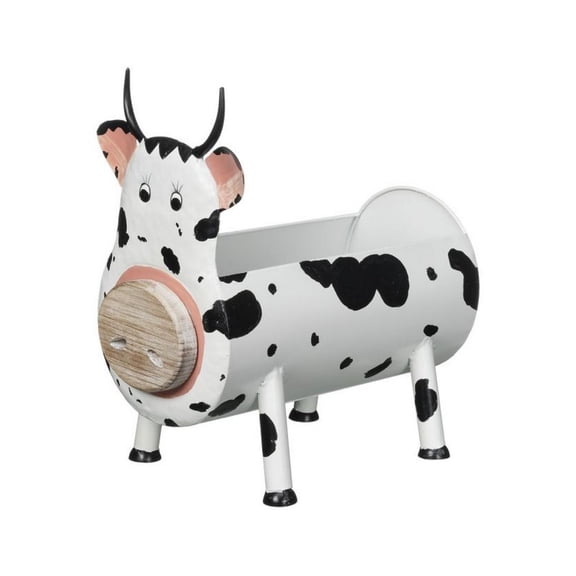 Tough 1 Planter Metal Cow Stylish 7 x 12 White Black 87-36142