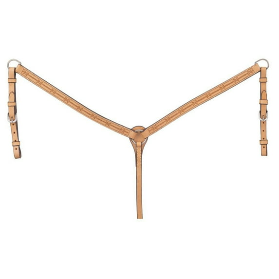 Tough-1 Premium Leather Breastcollar 1 in. Barbed Wire Tooled