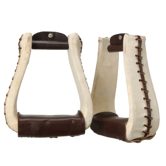 Tough 1 Horse Tack Royal King Rawhide Covered Deep Roper Stirrups Oil