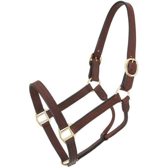 Tough 1 Royal King Leather Track Halter, Brown, Yearling