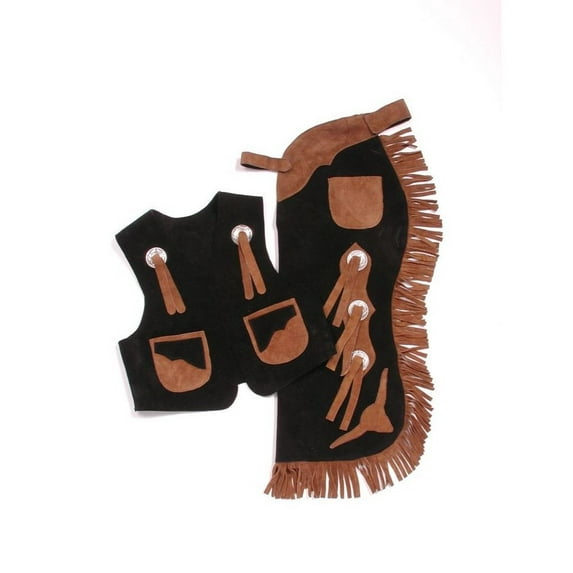 Tough 1 Western Chaps Kids Vest Set Longhorns Adjust S Black 63-370