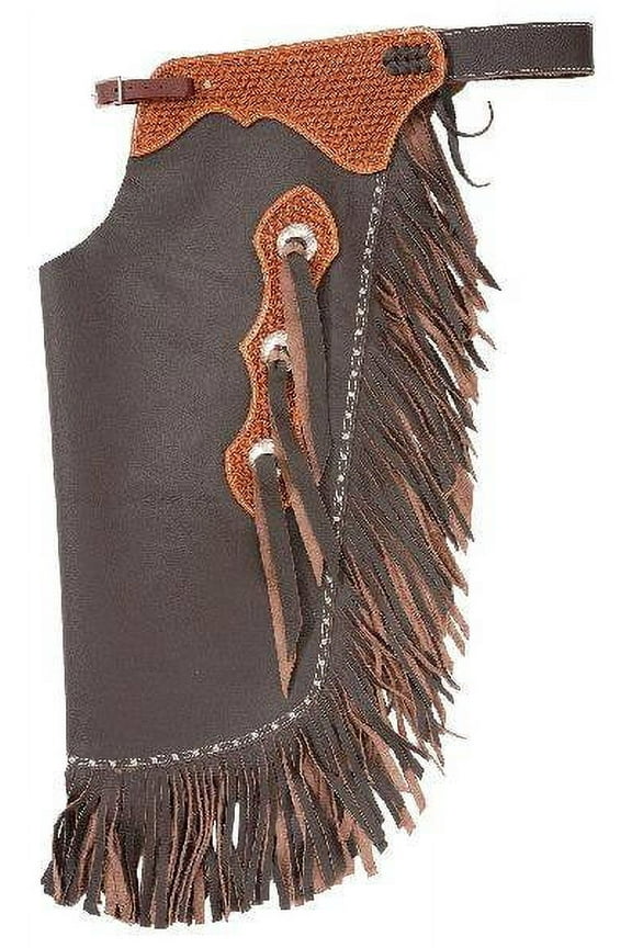 Tough 1 Western Chinks Adult Basketweave Chaps L Dark Brown 63-930