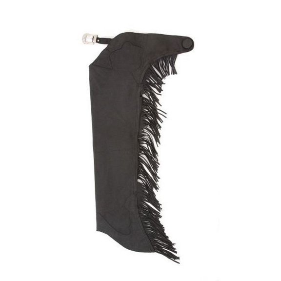 Tough 1 Western Chaps Kids Luxury Synthetic Adjustable M Black 63-326