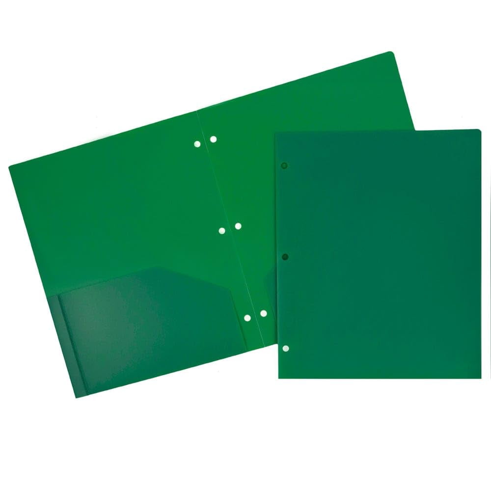 Extra Sturdy Plastic 3 Hole Punch Folders, Office Binder Ready, Two ...