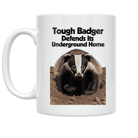 Tough Badger Defends Its Underground Home - Wildlife Enthusiast - 11 oz Ceramic Coffee Mug
