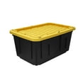 thumbnail image 1 of Tough Box 27 Gallon Heavy Duty Large Plastic Storage Container with Snap-On Lid, Black with Yellow, 1 of 7