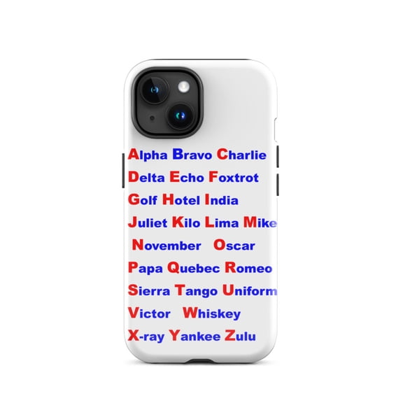 Tough Case for iPhone® NATO Phonetic Alphabet (iPhone 15)