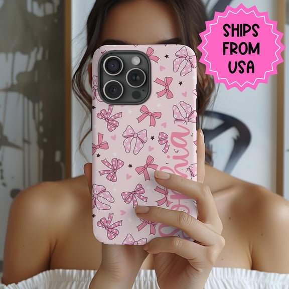 Tough Coquette Pink Bow Case for iPhone Samsung MagSafe