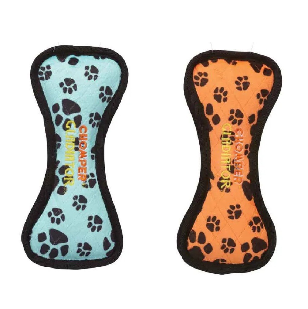 Tough Dog Toys Fetch Toss Tote 3 Layer Quilted Reinforced Plush Ballistic Mesh (Both Bone Toys)
