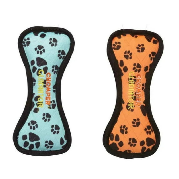 Tough Dog Toys Fetch Toss Tote 3 Layer Quilted Reinforced Plush Ballistic Mesh (Both Bone Toys)
