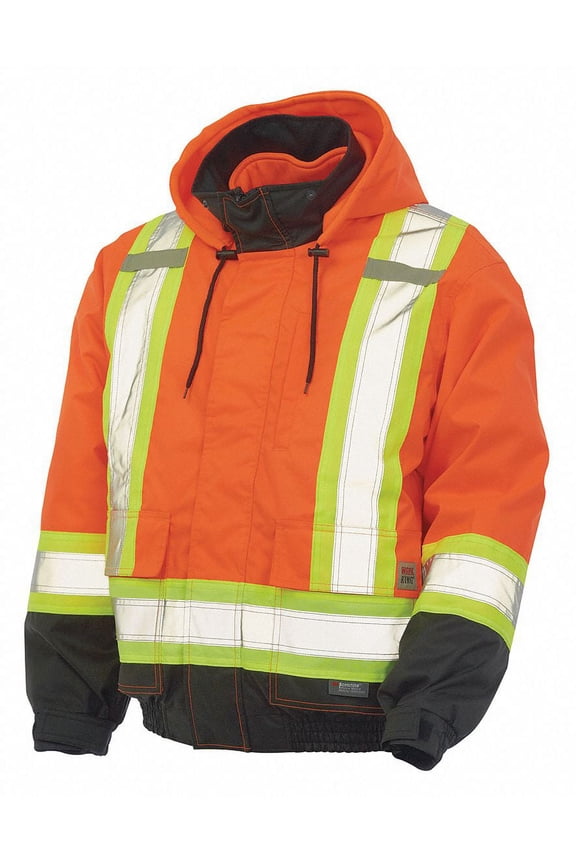 Tough Duck Bomber Jacket,Hi-Viz,Insul.,Orange,3XL S41321