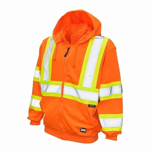 Tough Duck High Visibility Hooded Sweatshirt, 2, R, Polyester, Orange, XL S49411