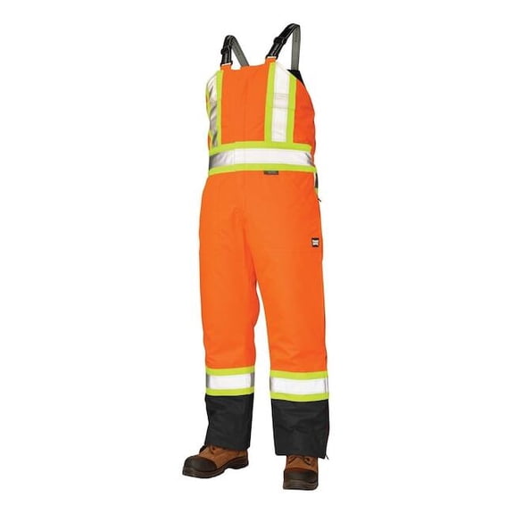 Tough Duck Large Hi-Vis Insulated Bibs, Florescent Orange S79811
