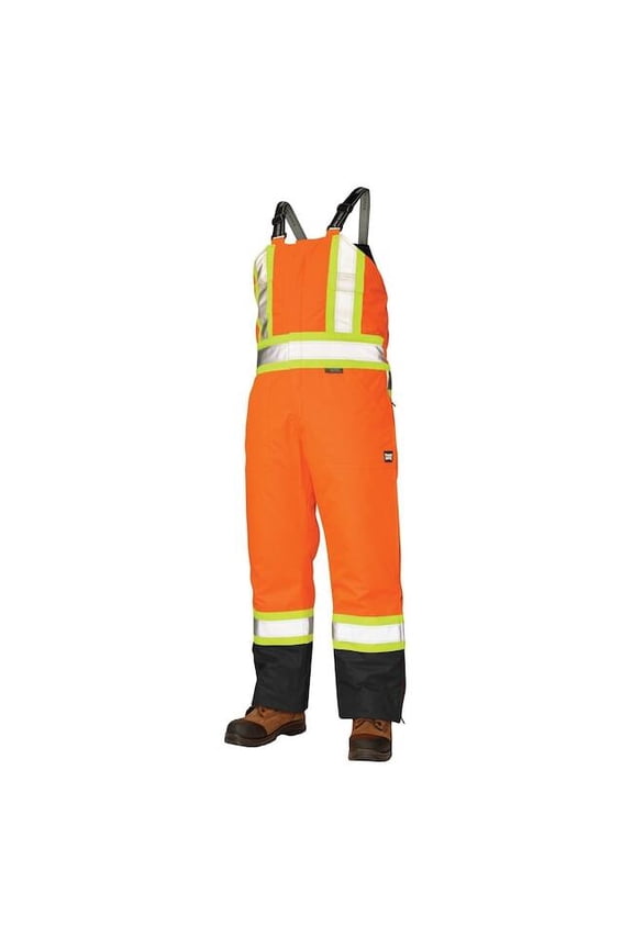 Tough Duck Large Hi-Vis Insulated Bibs, Florescent Orange S79811
