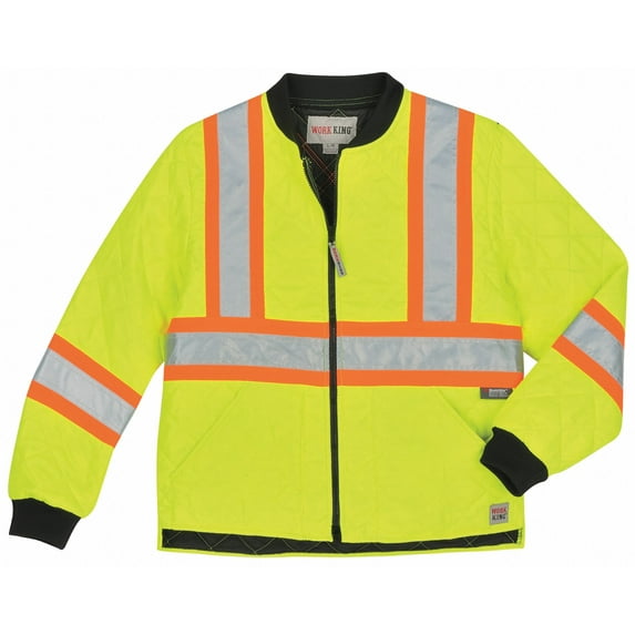 Richlu S43211FLGRXL Yellow & Green Quilted Safety Jacket with 2 inch Silver 3m Scotchlite on 4 inch Contrast Backing,