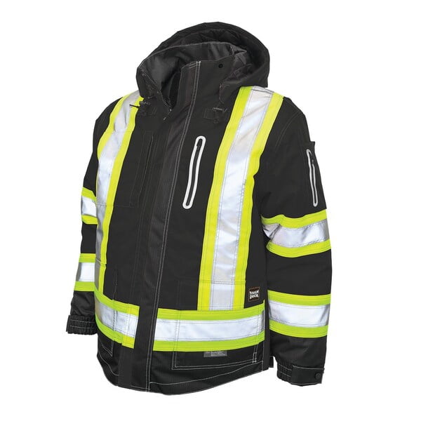 Men's Hi-Vis 4-in-1 Safety Jacket, 300D Ripstop, 100% Polyester, Black, Xl