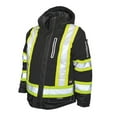 thumbnail image 1 of Men's Hi-Vis 4-in-1 Safety Jacket, 300D Ripstop, 100% Polyester, Black, Xl, 1 of 2