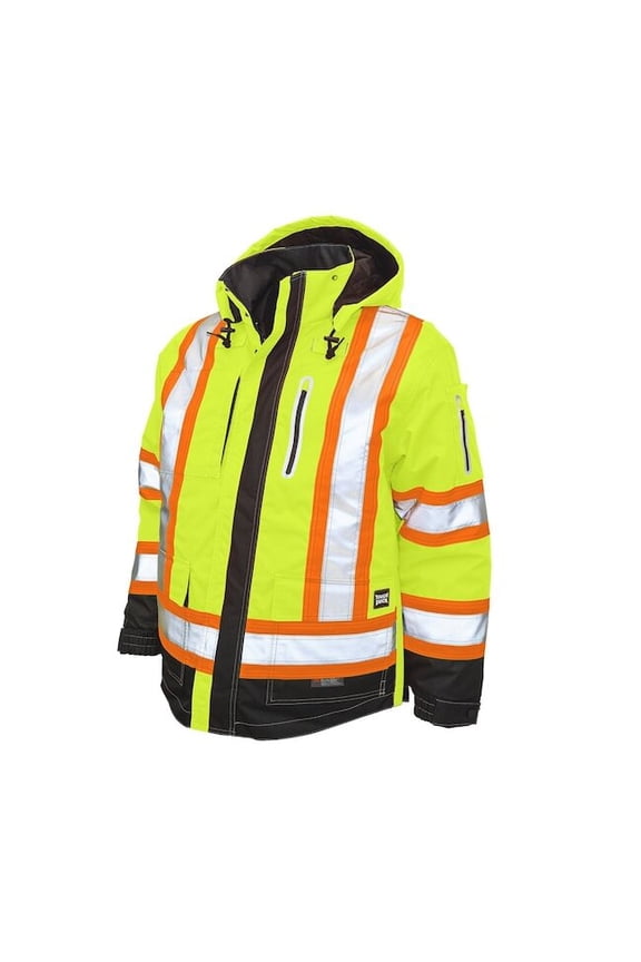 Men's Hi-Vis 4-in-1 Safety Jacket, 300D Ripstop, 100% Polyester, Green, Xl