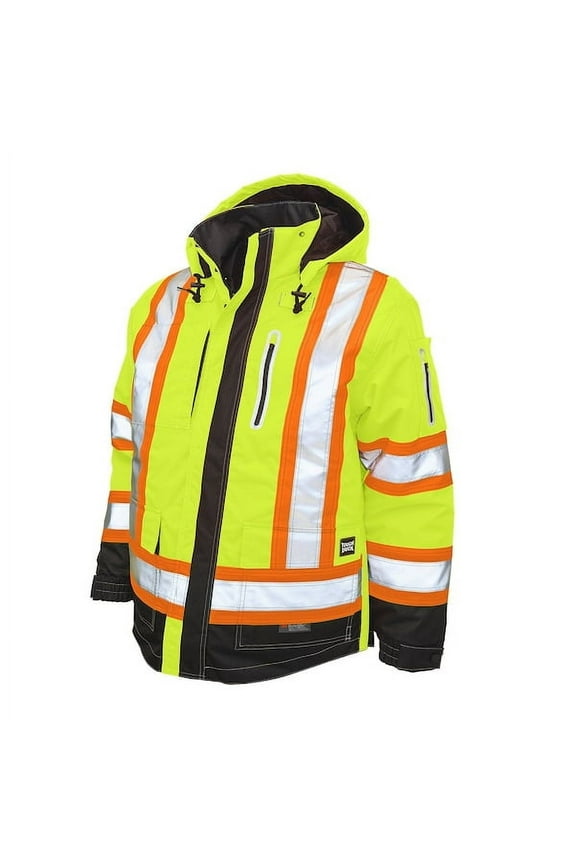 Men's Hi-Vis 4-in-1 Safety Jacket, 300D Ripstop, 100% Polyester, Green, Xl