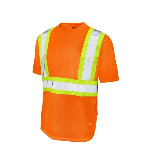 Tough Duck High Visibility Short Sleeve Shirt, 2, R, Polyester, Orange, M S39211
