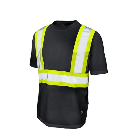 Tough Duck High Visibility T-Shirt, 1, O, Polyester, Black, M S39211