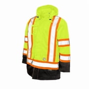 Mens Hi-Vis Safety Parka, 300D Poly Oxford with PU Coating, Green, M S17611