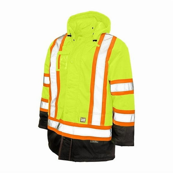 Men's Hi-Vis Safety Parka, 300D Poly Oxford with PU Coating, Green, S