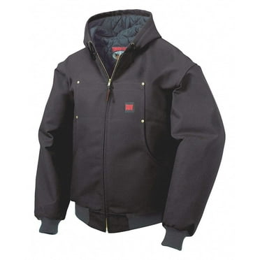 Tough Duck Hooded Bomber Jacket Black 12oz Cotton Industrial Cold Weather Size X