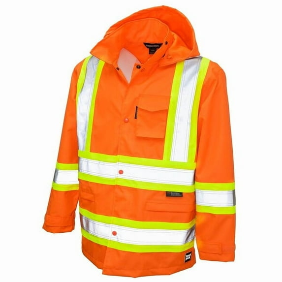 Tough Duck Rain Jacket with Hood,Hi-Vis Orng,L S37211