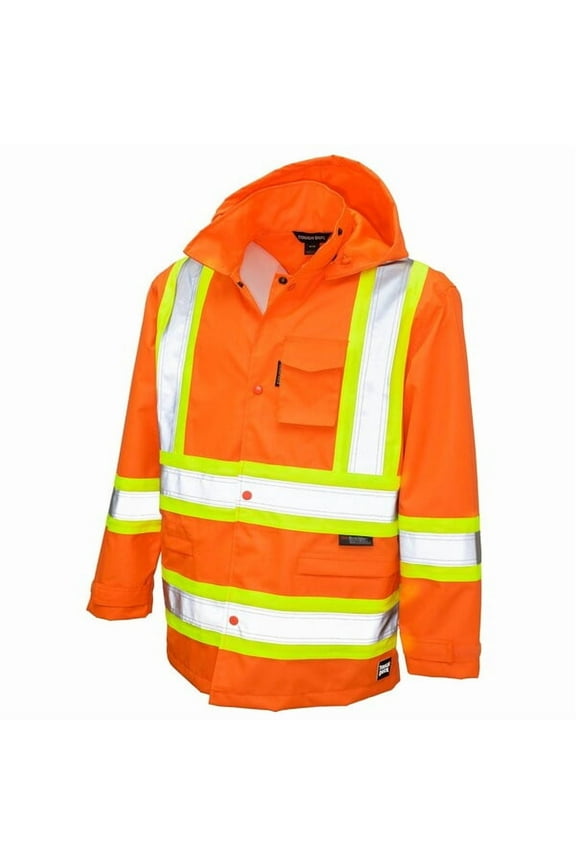 Tough Duck Rain Jacket with Hood,Hi-Vis Orng,XL S37211