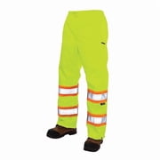 Hi-Visibility Rain Pants, 100% Rip-Stop Polyester, 32 in Inseam, Drawstring Closure, Gree/Yellow