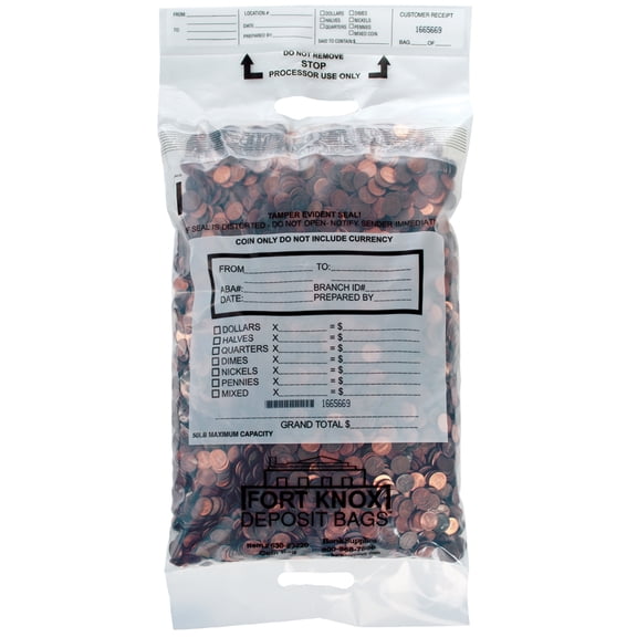 Tough, Durable, Dual-Handled Poly Coin Bag - Case of 200 Deposit Bag