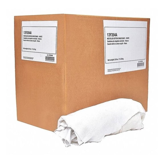 Manufacturer Varies Cotton Cloth Rag 25 lb. Varies Sizes, White 13Y354