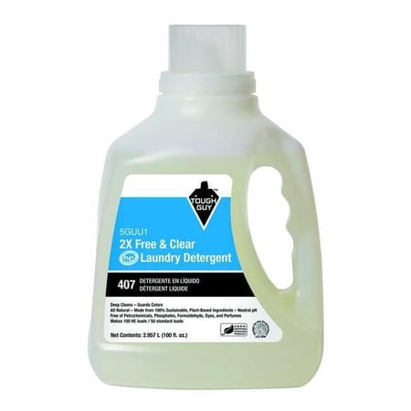 High Efficiency Laundry Detergent, 100 oz Jug, Liquid, Unscented, Clear 5GUU1