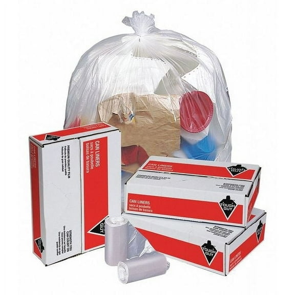 Tough Guy Clear Trash Can Liner, Pack of 250
