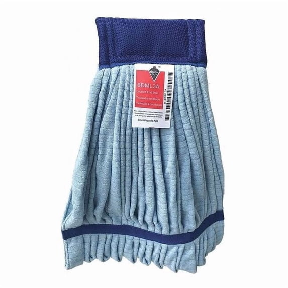 5 in Tube Wet Mop, 12 oz Dry Wt, Quick Change Connection, Looped-End, Blue, Microfiber